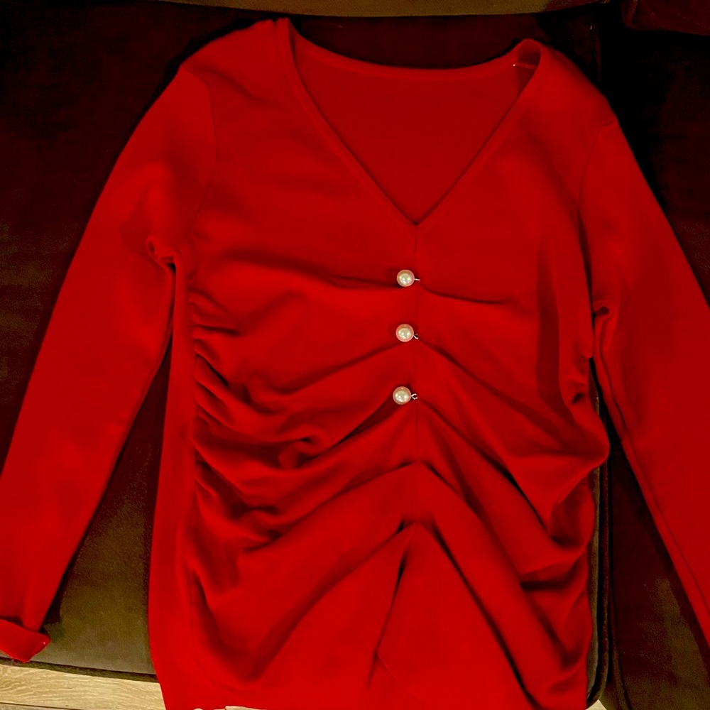 Red Sweater with Pearls